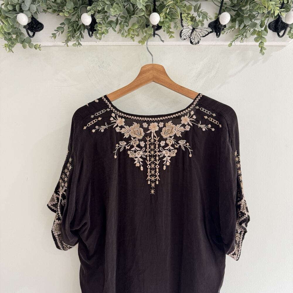 johnny was brown embroidered Kaftan Tunic Medium VW - Picture 4 of 5